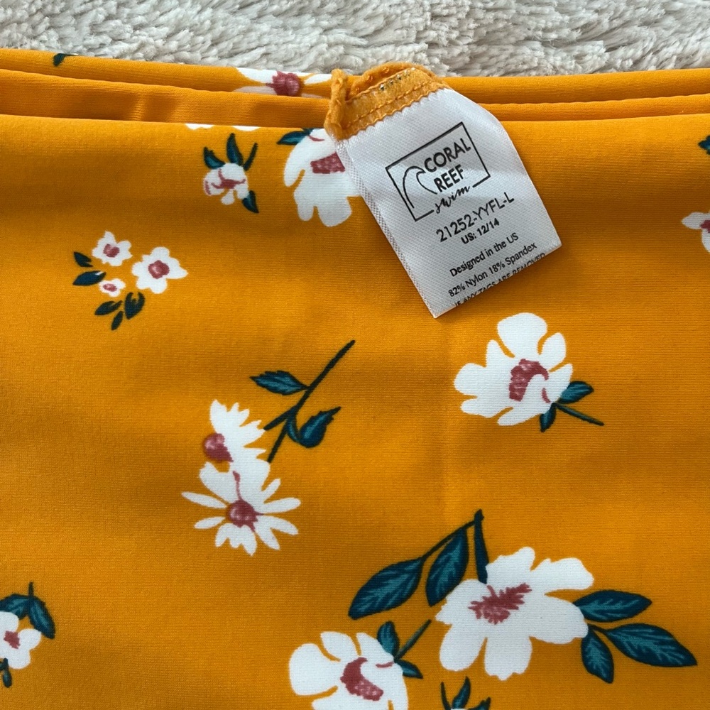 High-Waist Floral Bikini Bottoms - Mustard Yellow - Picture 3 of 4